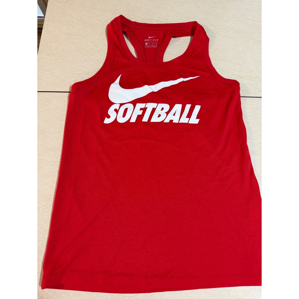 Nike Dri-FIT Softball Racerback Tank Top Red Womens XS - Picture 1 of 4
